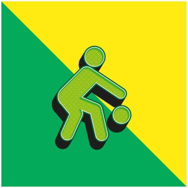 Basketbolcu Silueti Top Yeşil ve Sarı 3D vektör logosu