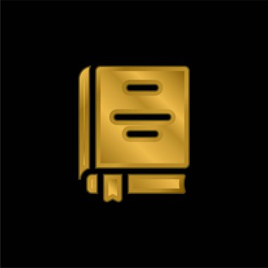 Kitap altın kaplamalı metalik simge veya logo vektörü