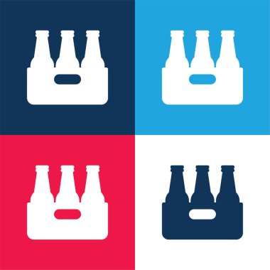 Bira mavi ve kırmızı dört renk minimal simge kümesi