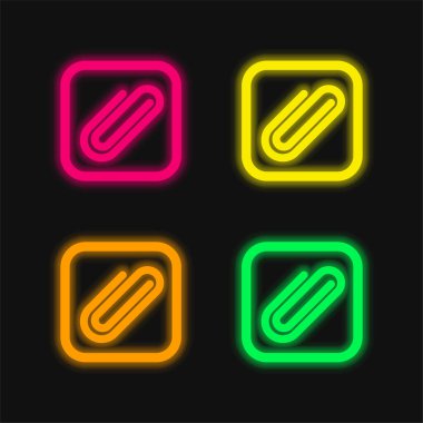 Dört Düğme Parlak neon vektör simgesini ekle
