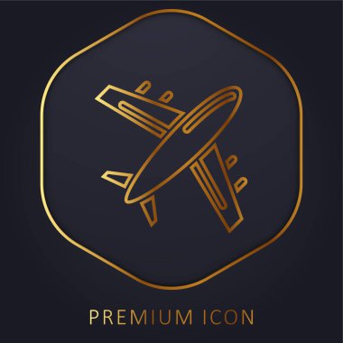 Uçak altın çizgisi prim logosu veya simgesi