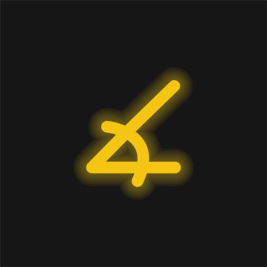 Angle Of Acute Shape yellow glowing neon icon clipart