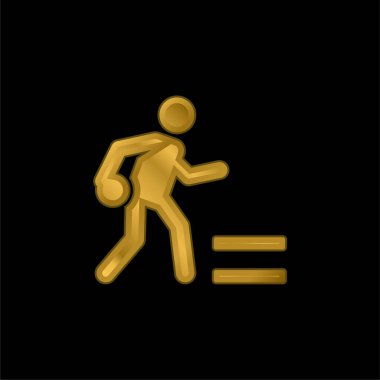 Bowling altın kaplama metalik simge veya logo vektörü