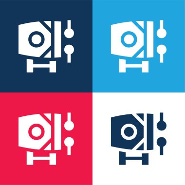 Kazılmış mavi ve kırmızı dört renk en az simge kümesi