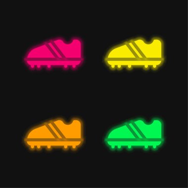 Dört renkli parlak neon vektör simgesini çizer
