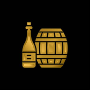 Barrel gold plated metalic icon or logo vector clipart