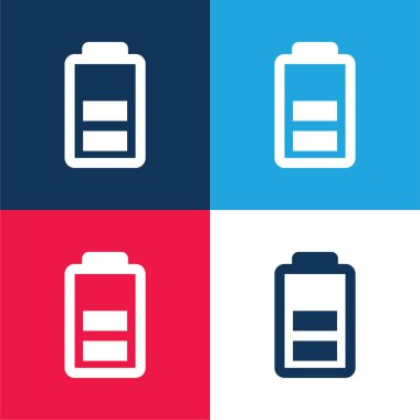 Pil mavi ve kırmızı dört renk minimal simge kümesi