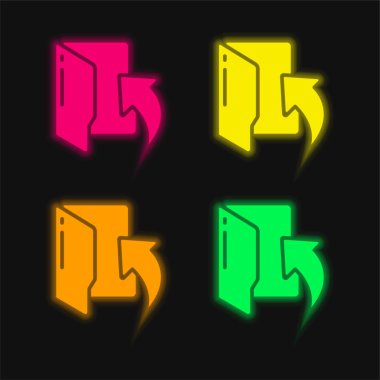 Dört renk parlayan neon vektör simgesi