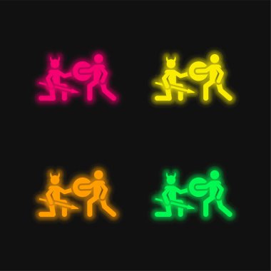 Battle four color glowing neon vector icon clipart