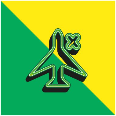 Telefon Arayüzü İçin Haçlı Uçak İşareti Yeşil ve Sarı 3D vektör simgesi