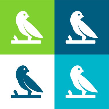 Bird On A Branch Flat four color minimal icon set clipart