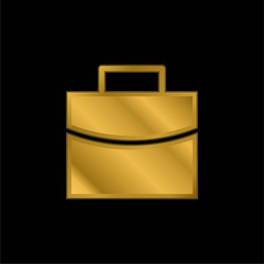 Evrak çantası altın kaplama metalik simge veya logo vektörü