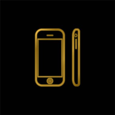 Apple Mobil Aracı Önden ve Yandan Görünümleri Altın kaplama metalik simge veya logo vektörü
