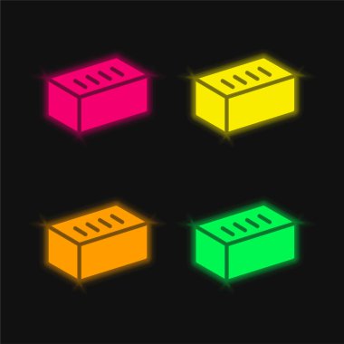 Dört renkli parlak neon vektör simgesi