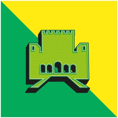 Alhambra Yeşil ve sarı modern 3d vektör simgesi logosu