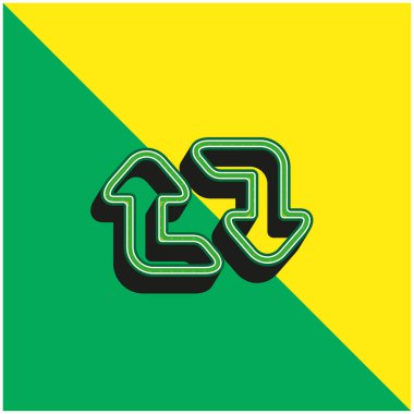 Oklar Çift Arayüz Sembolü Yeşil ve Sarı 3d vektör simgesi logosu