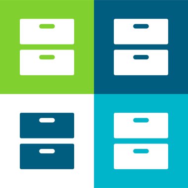 2 Çekmece Düz 4 renk en küçük simge seti