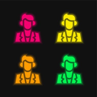 Aktör dört renk parlayan neon vektör simgesi
