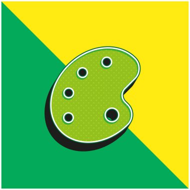 Sanatçı Paleti Yeşil ve Sarı 3D vektör simgesi logosu