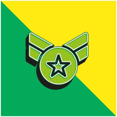 Rozet Yeşil ve Sarı Modern 3D vektör simgesi logosu