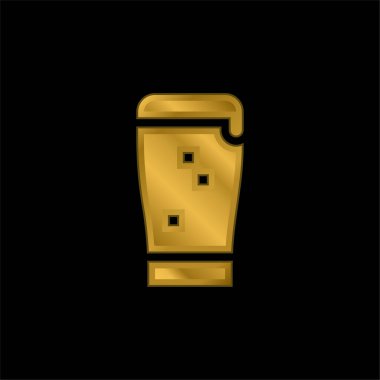 Siyah Bira altın kaplama metalik simge veya logo vektörü