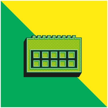 Yıllık Takvim Yeşil ve Sarı Modern 3d vektör simgesi logosu