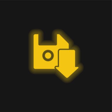 Sarı ok parlayan neon simgesi