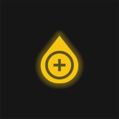 Kan grubu sarı parlak neon simgesi