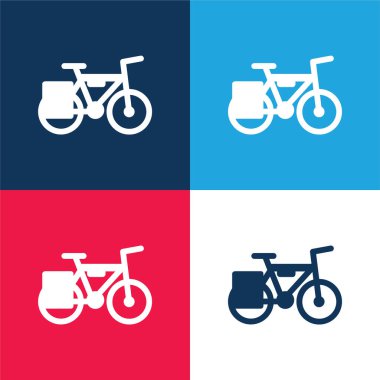 Bisiklet mavi ve kırmızı dört renk en az simge kümesi