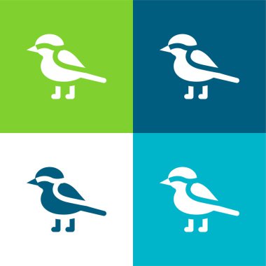 Bird Flat four color minimal icon set clipart