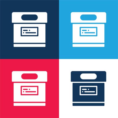 Arşiv mavi ve kırmızı dört renk minimal simge kümesi