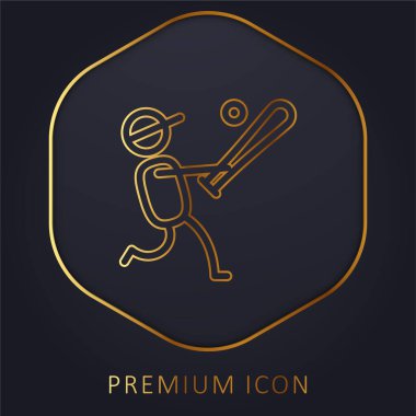 Beyzbol oyuncusu altın çizgi prim logosu veya simgesi