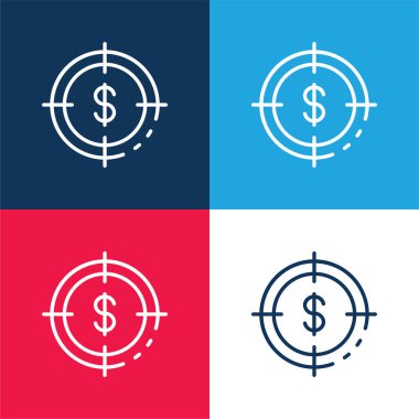 Hedef mavi ve kırmızı dört renk en düşük simge kümesi