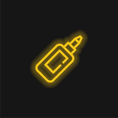 Bottle Of Glue yellow glowing neon icon clipart