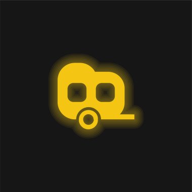 Siyah İki Pencere Arabası Sarı parlak neon simgesi