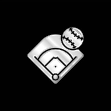 Baseball Field silver plated metallic icon clipart