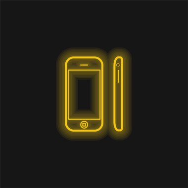 Apple İphone Mobil Araç Görünümleri Ön ve Yan Sarı Parlak Neon simgesi