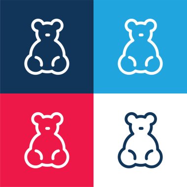 Baby Bear Toy blue and red four color minimal icon set clipart