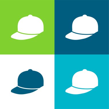 Baseball Cap Flat four color minimal icon set clipart