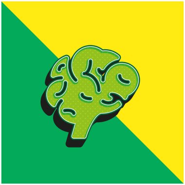 Beyin Yeşili ve Sarı Modern 3D vektör simgesi logosu
