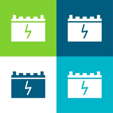 Batarya Düz 4 renk en küçük simge seti