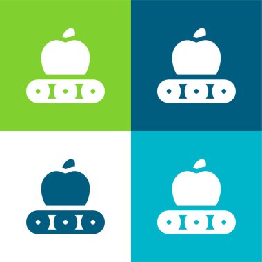 Apple Flat four color minimal icon set clipart