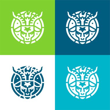 Baphomet Flat four color minimal icon set clipart