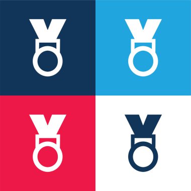 Award Medal blue and red four color minimal icon set clipart