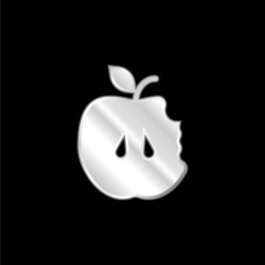 Apple silver plated metallic icon clipart