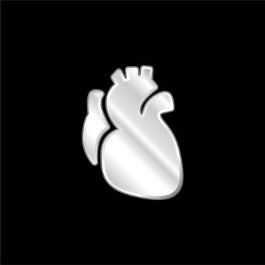 Anatomic Heart silver plated metallic icon clipart