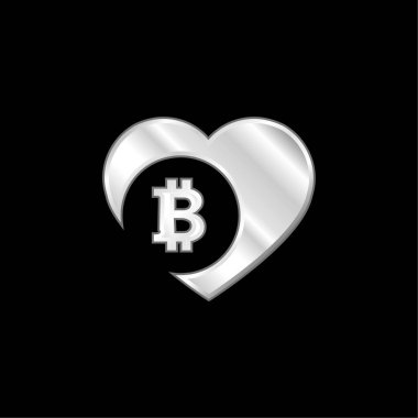 Bitcoin Love Heart gümüş kaplama metalik simge