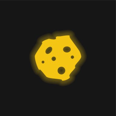 Asteroit sarı parlayan neon simgesi