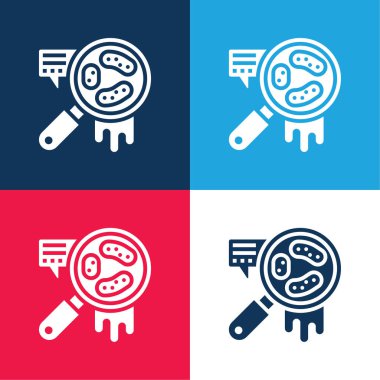 Bacteria blue and red four color minimal icon set clipart