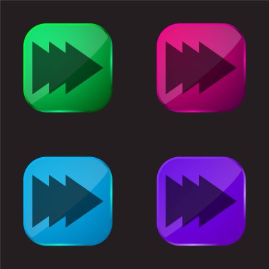 Üç Sağ Gruplandırılmış Ok Dört Renkli Cam Simgesi